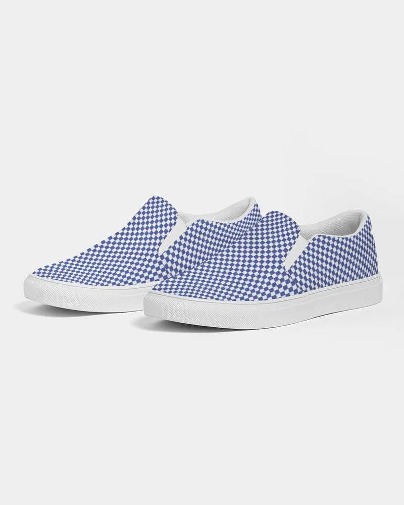 FYD Women's Canvas Sneakers in blue & white check