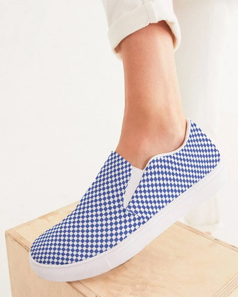 FYD Women's Canvas Sneakers in blue & white check