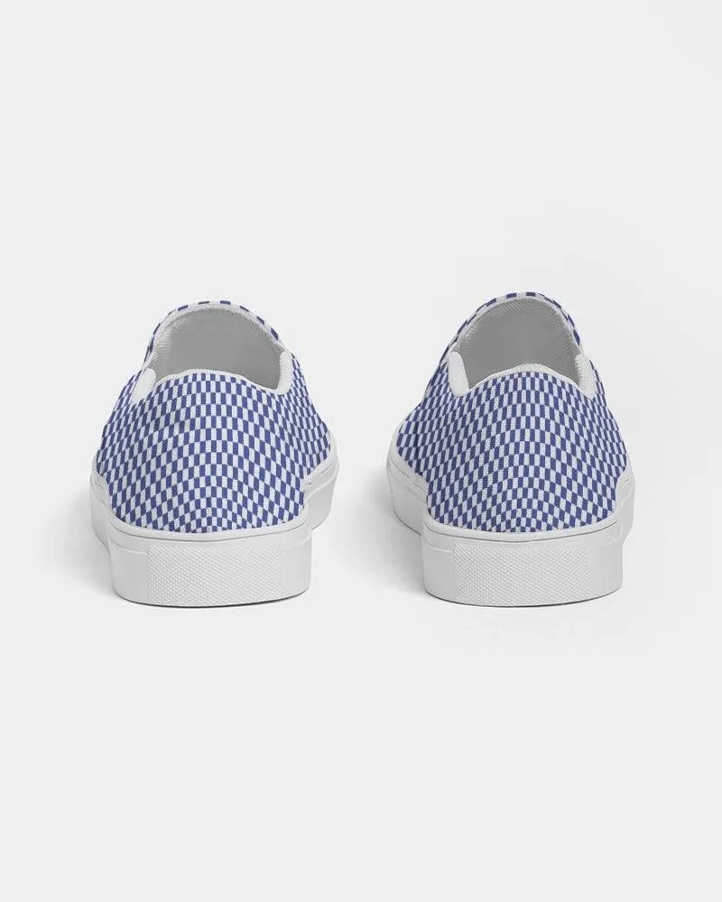 FYD Women's Canvas Sneakers in blue & white check