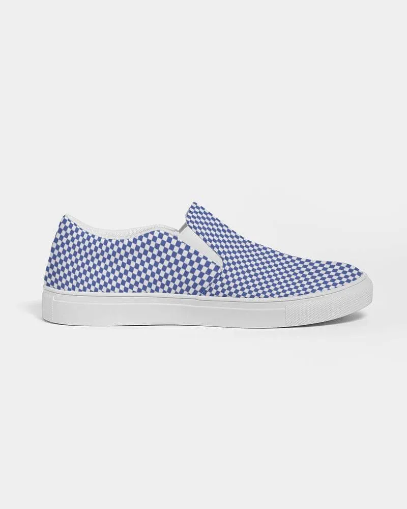 FYD Women's Canvas Sneakers in blue & white check
