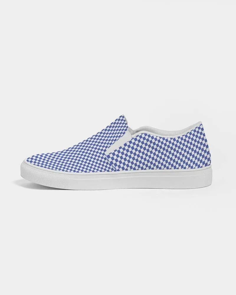 FYD Women's Canvas Sneakers in blue & white check