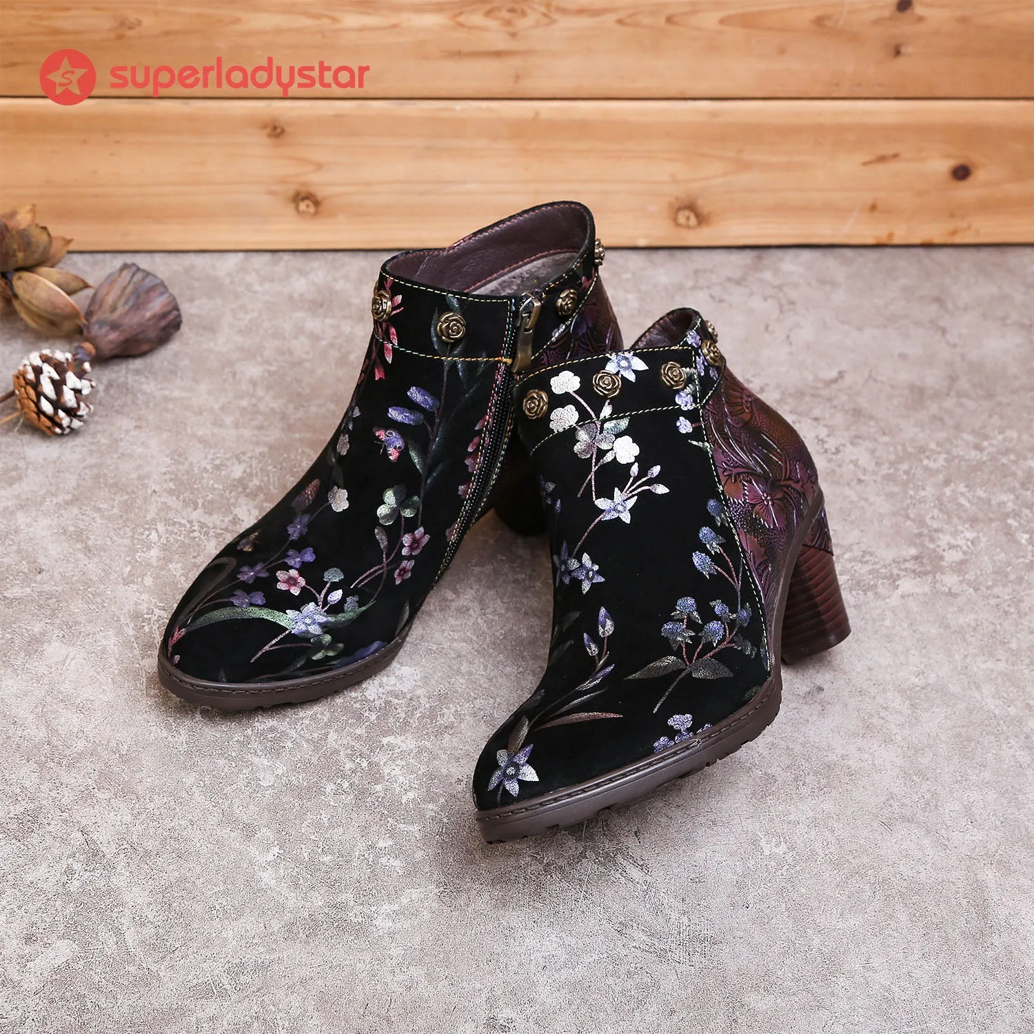 Genuine Leather Embossed Comfy Shoes