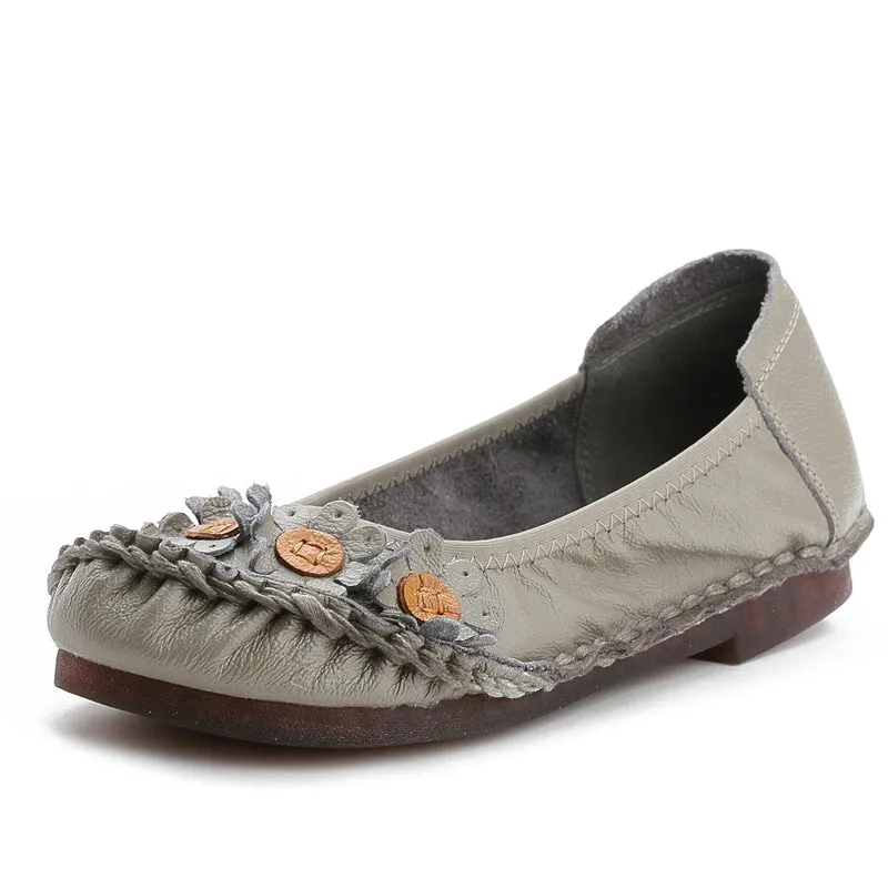 genuine leather plus-size women's single shoes