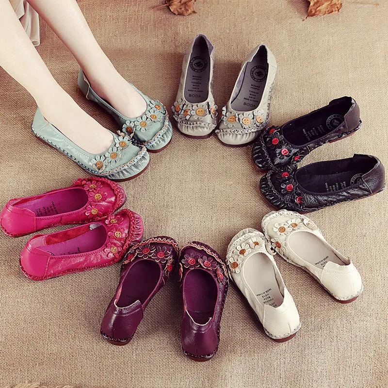 genuine leather plus-size women's single shoes