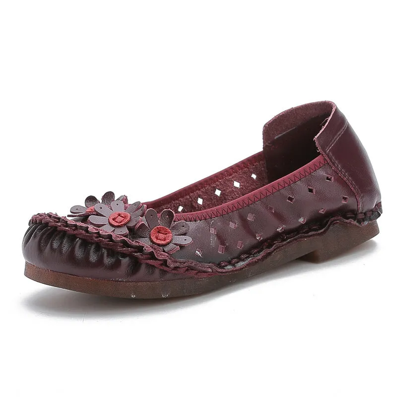 genuine leather plus-size women's single shoes