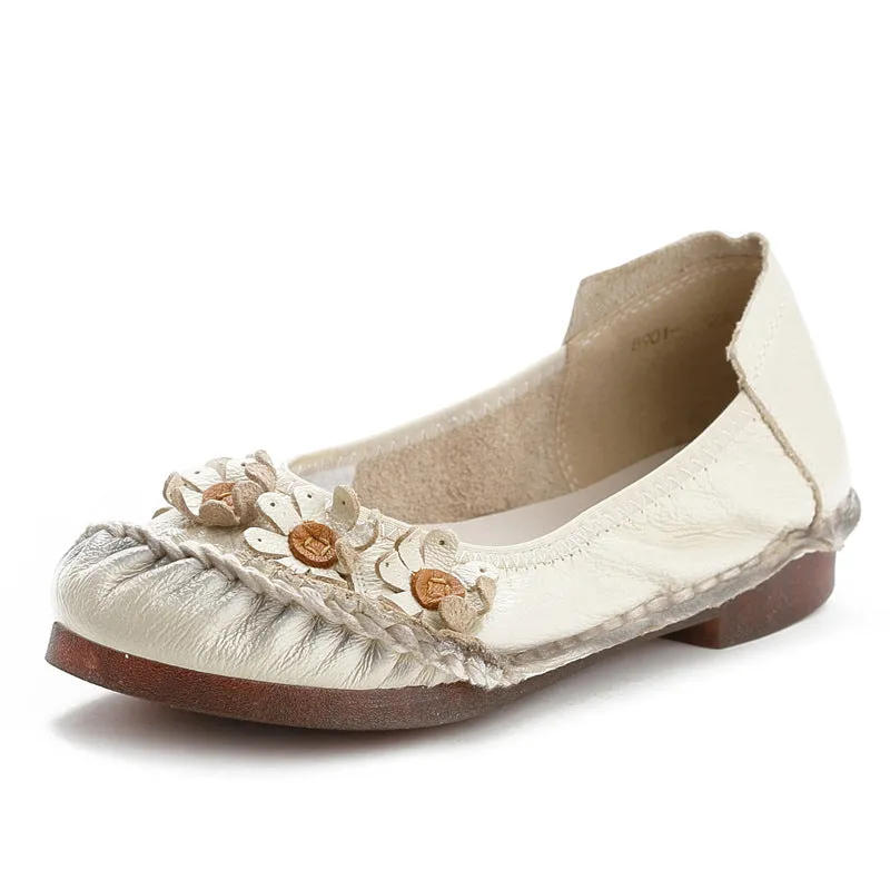 genuine leather plus-size women's single shoes