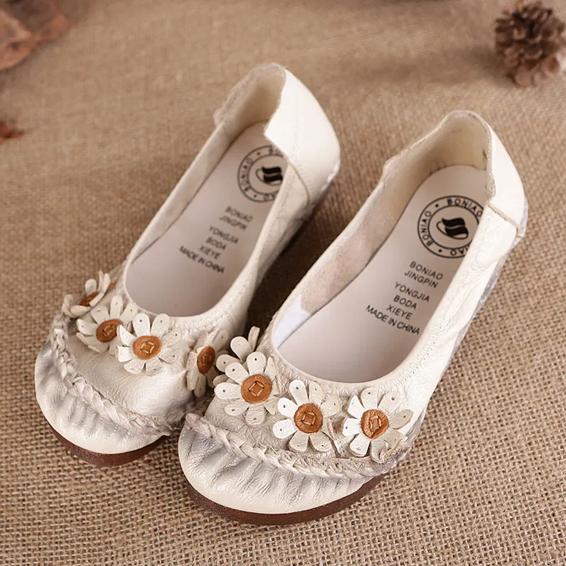 genuine leather plus-size women's single shoes
