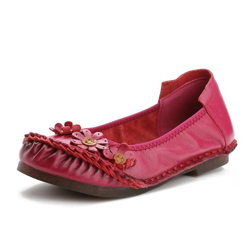 genuine leather plus-size women's single shoes