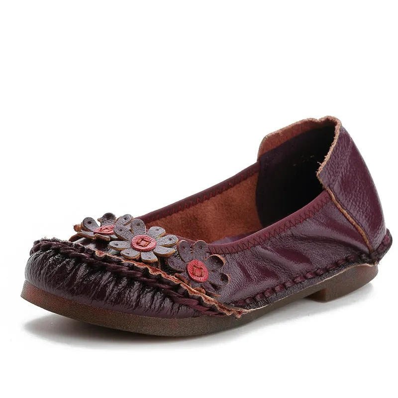 genuine leather plus-size women's single shoes