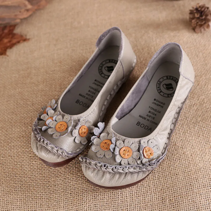 genuine leather plus-size women's single shoes