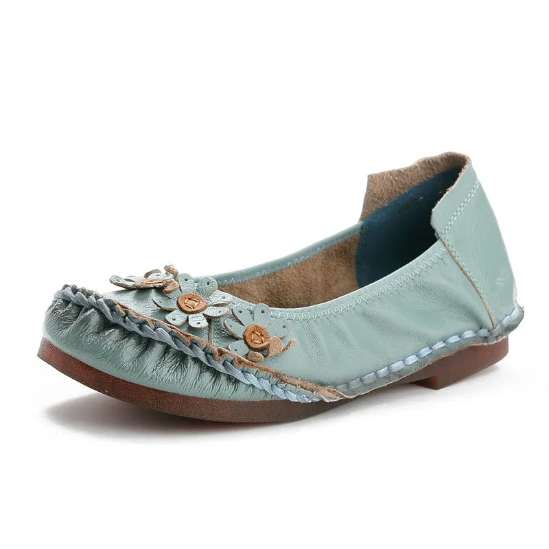 genuine leather plus-size women's single shoes