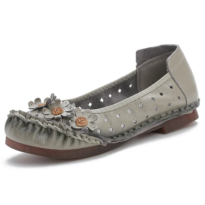 genuine leather plus-size women's single shoes
