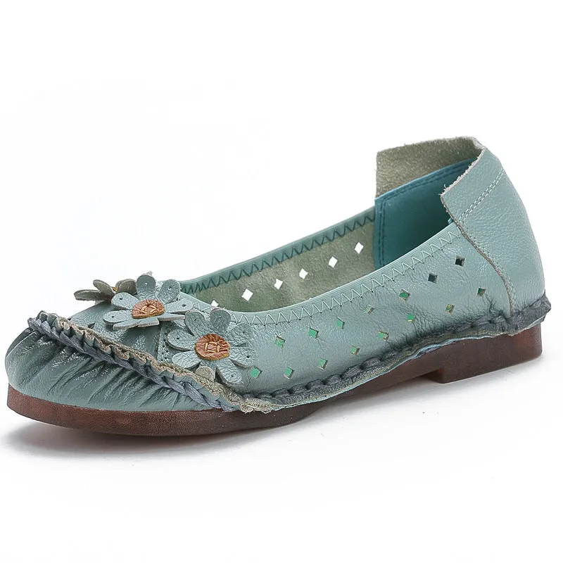 genuine leather plus-size women's single shoes