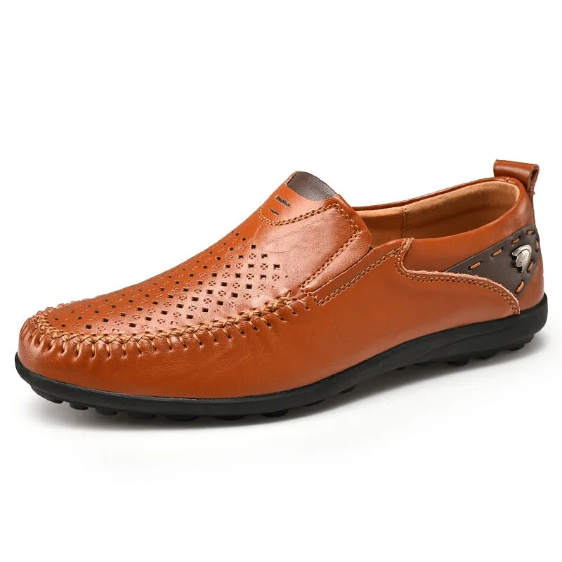 Hnzxzm Hand-stitching Leather Men Shoes Casual Comfty Slip On Loafers Men Driving Shoe Soft Leather Shoes Hot Sale Zapatillas Hombre