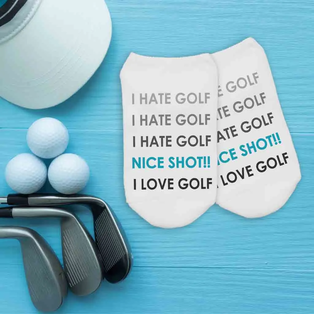 I Hate Golf... I Love Golf Socks – Funny No-Show Golf Socks