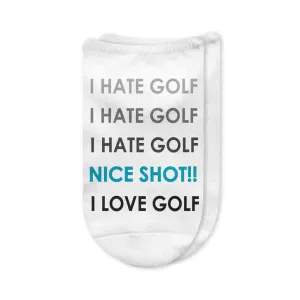 I Hate Golf... I Love Golf Socks – Funny No-Show Golf Socks