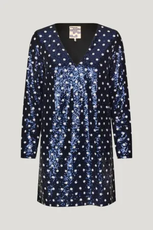 Javona Dress Blue Dotted Sequins
