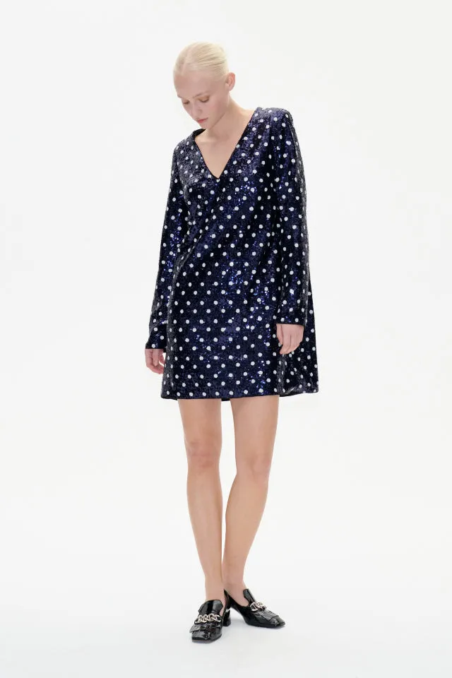 Javona Dress Blue Dotted Sequins