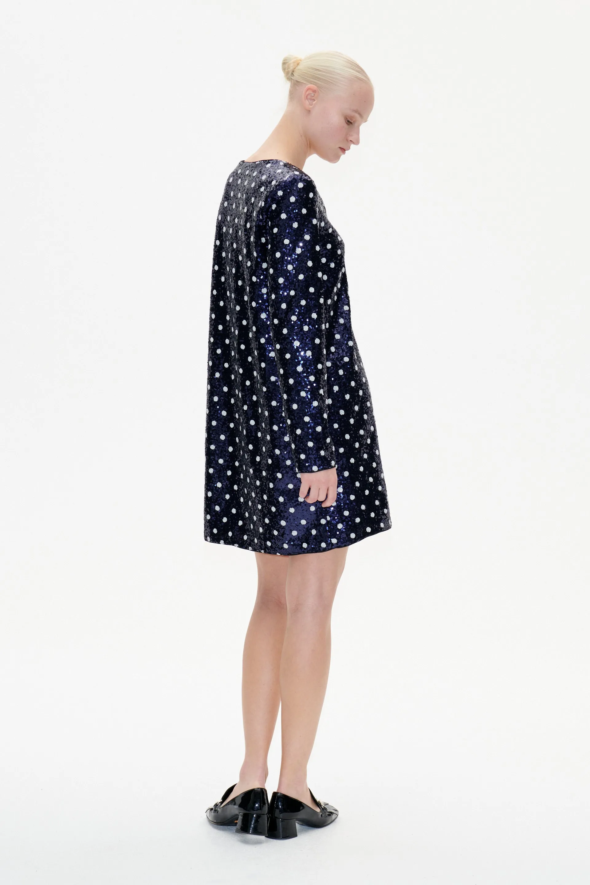 Javona Dress Blue Dotted Sequins