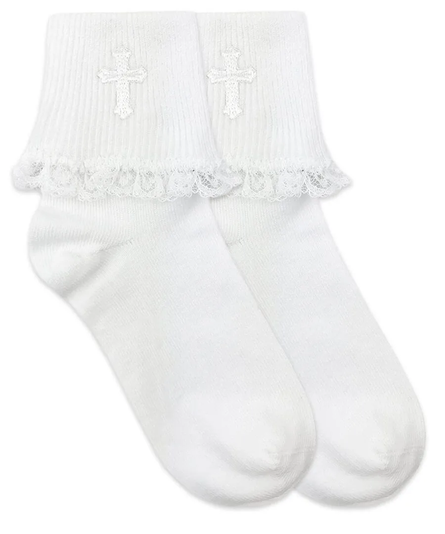 Jefferies Socks Religious Occasions Communion Lace Turn Cuff Socks