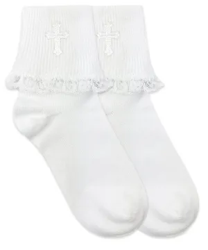 Jefferies Socks Religious Occasions Communion Lace Turn Cuff Socks