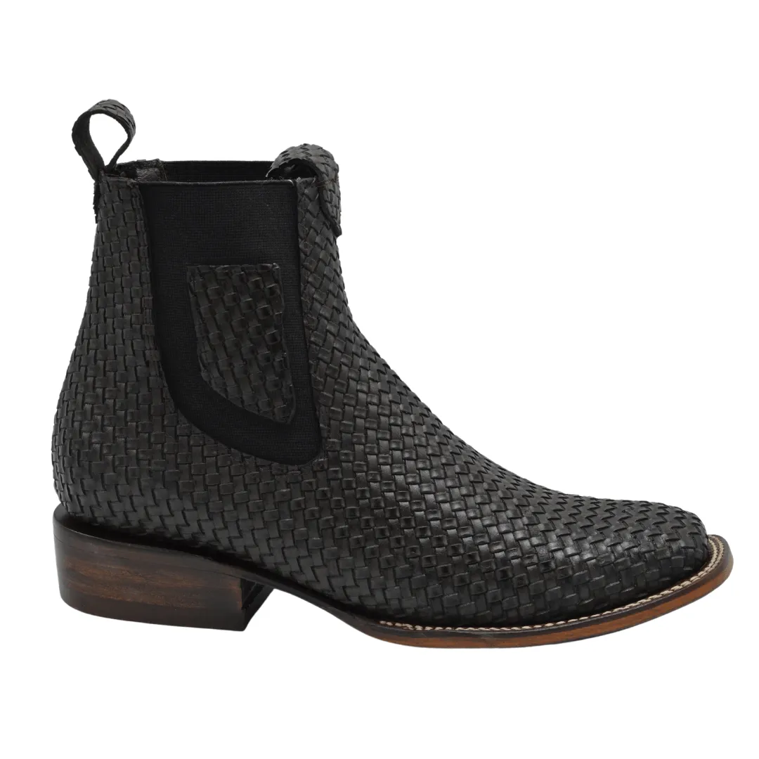 Joe boots 710 Chocolate Men’s Short Ankle Western Boots Square Toe Cowboy Short Boot Bota Rodeo