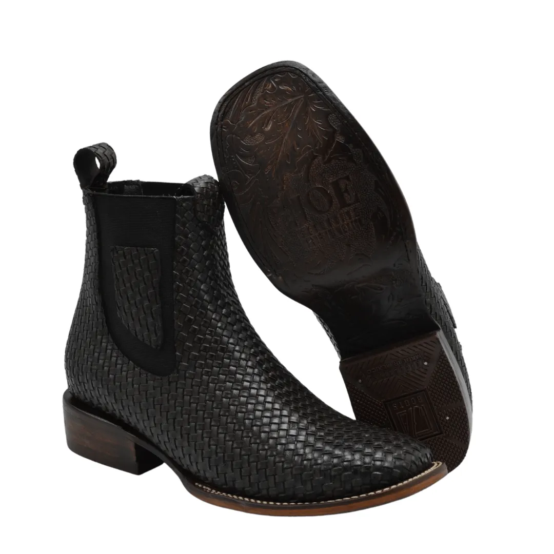 Joe boots 710 Chocolate Men’s Short Ankle Western Boots Square Toe Cowboy Short Boot Bota Rodeo