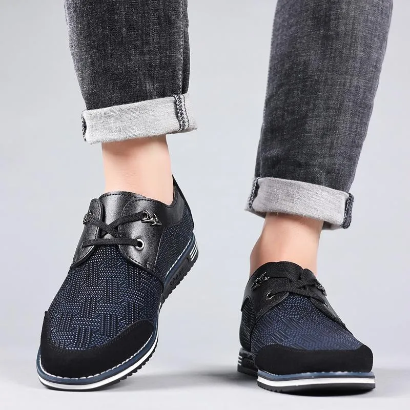 Kaegreel Men Special Suede Splicing Lace Up Soft Business Casual Shoes
