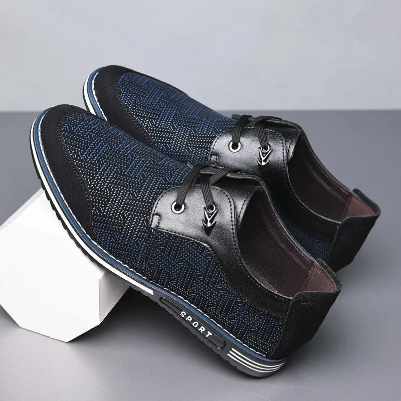 Kaegreel Men Special Suede Splicing Lace Up Soft Business Casual Shoes