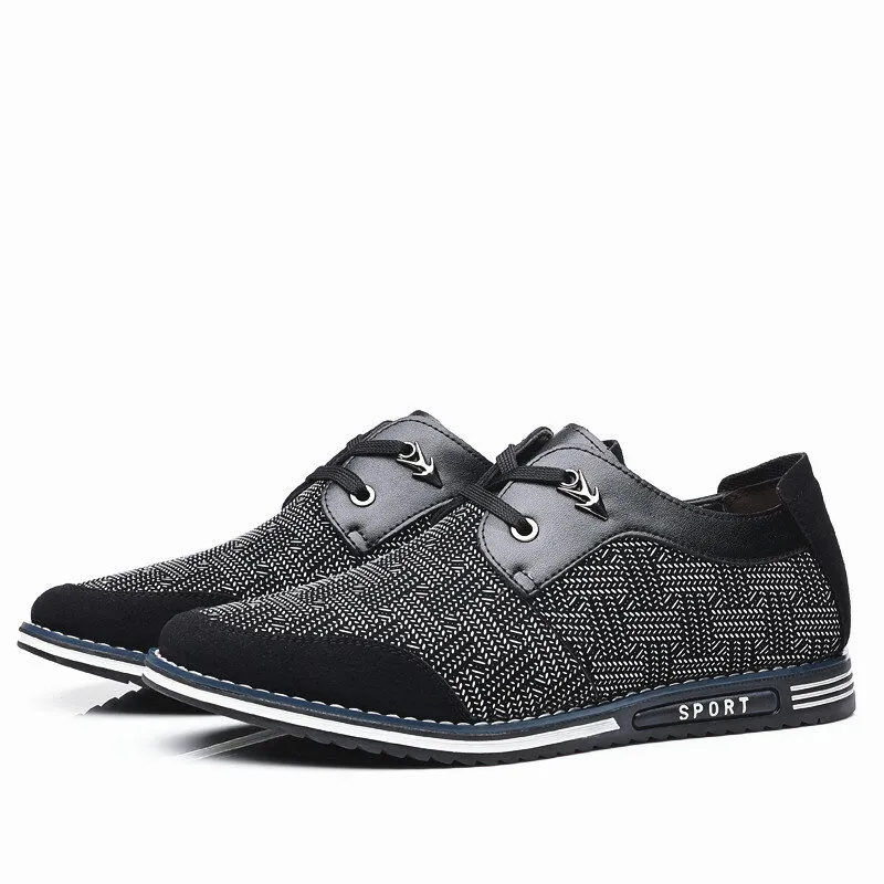Kaegreel Men Special Suede Splicing Lace Up Soft Business Casual Shoes