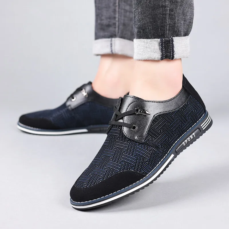 Kaegreel Men Special Suede Splicing Lace Up Soft Business Casual Shoes