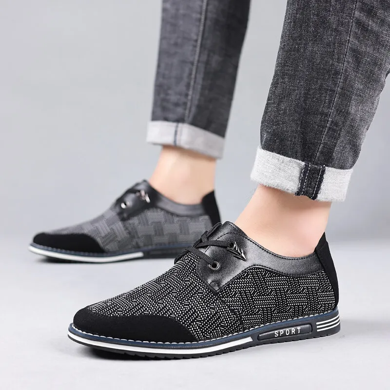 Kaegreel Men Special Suede Splicing Lace Up Soft Business Casual Shoes