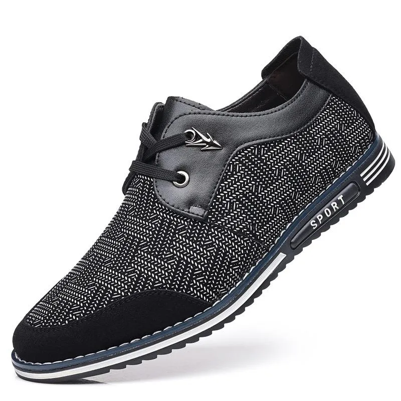 Kaegreel Men Special Suede Splicing Lace Up Soft Business Casual Shoes