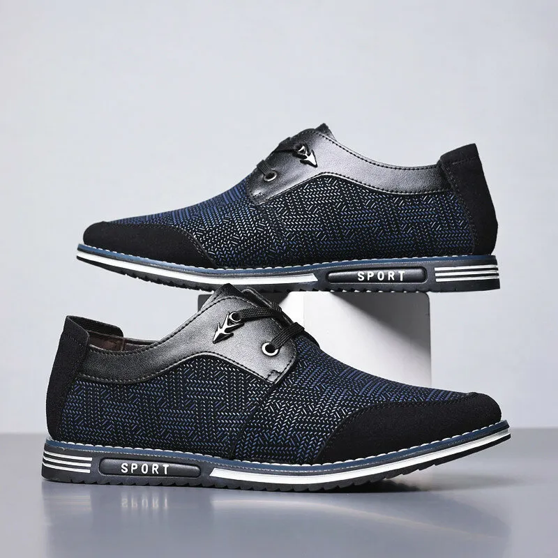 Kaegreel Men Special Suede Splicing Lace Up Soft Business Casual Shoes