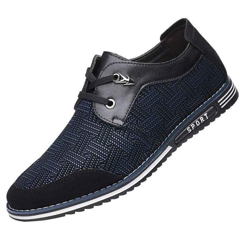 Kaegreel Men Special Suede Splicing Lace Up Soft Business Casual Shoes