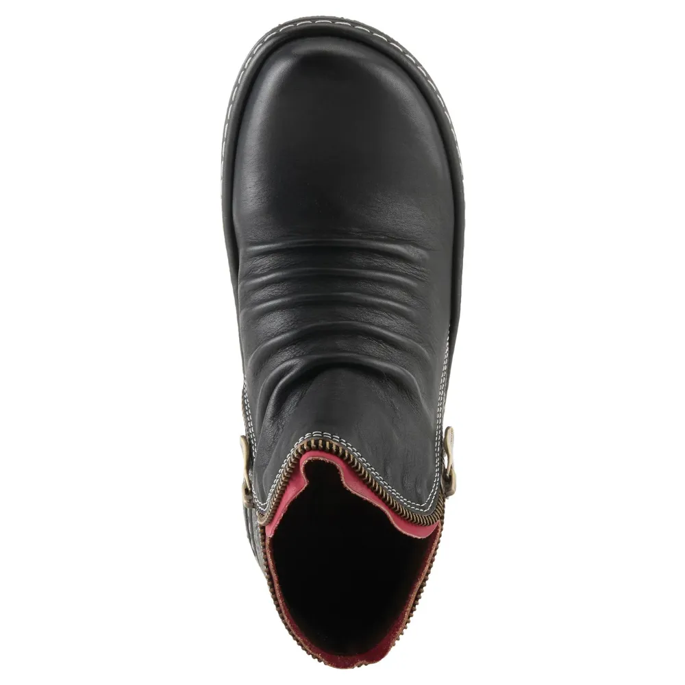 L'artiste By Spring Step Chesapeake Black Leather Bootie (Women's)
