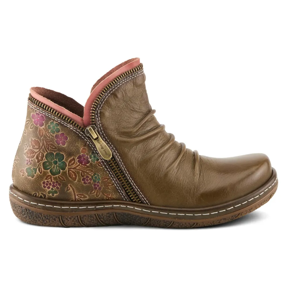 L'artiste By Spring Step Chesapeake Olive Leather Bootie (Women's)