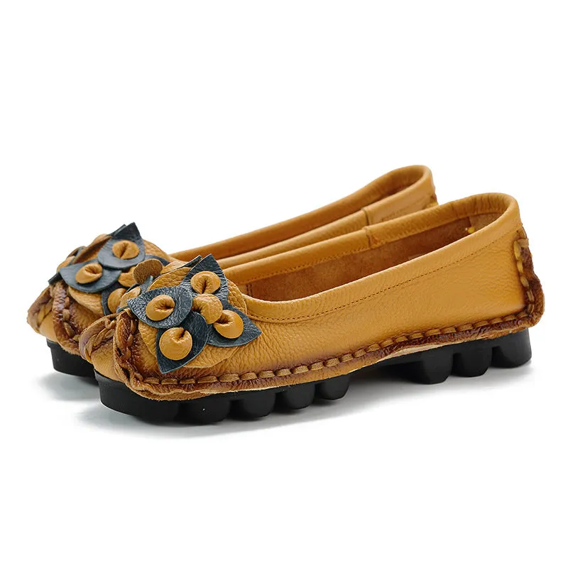 Layer leather flat bottom comfortable women's shoes