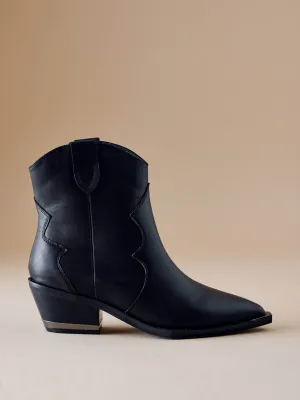 Leather ankle cowboy boots