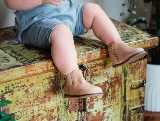 Leather Hard Soled Boots - Camel