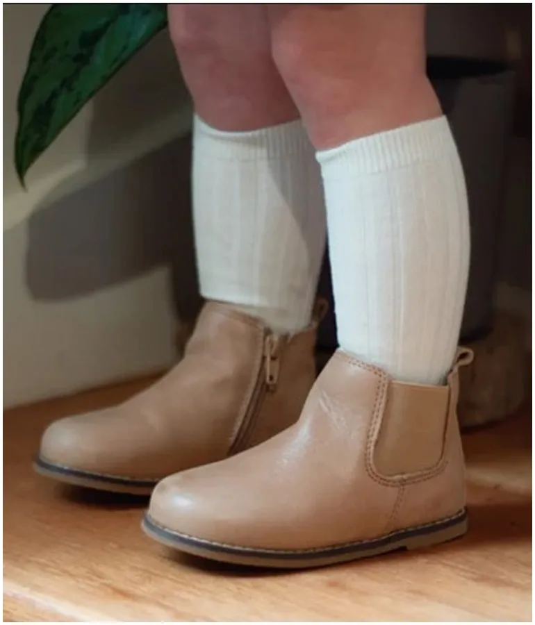 Leather Hard Soled Boots - Camel