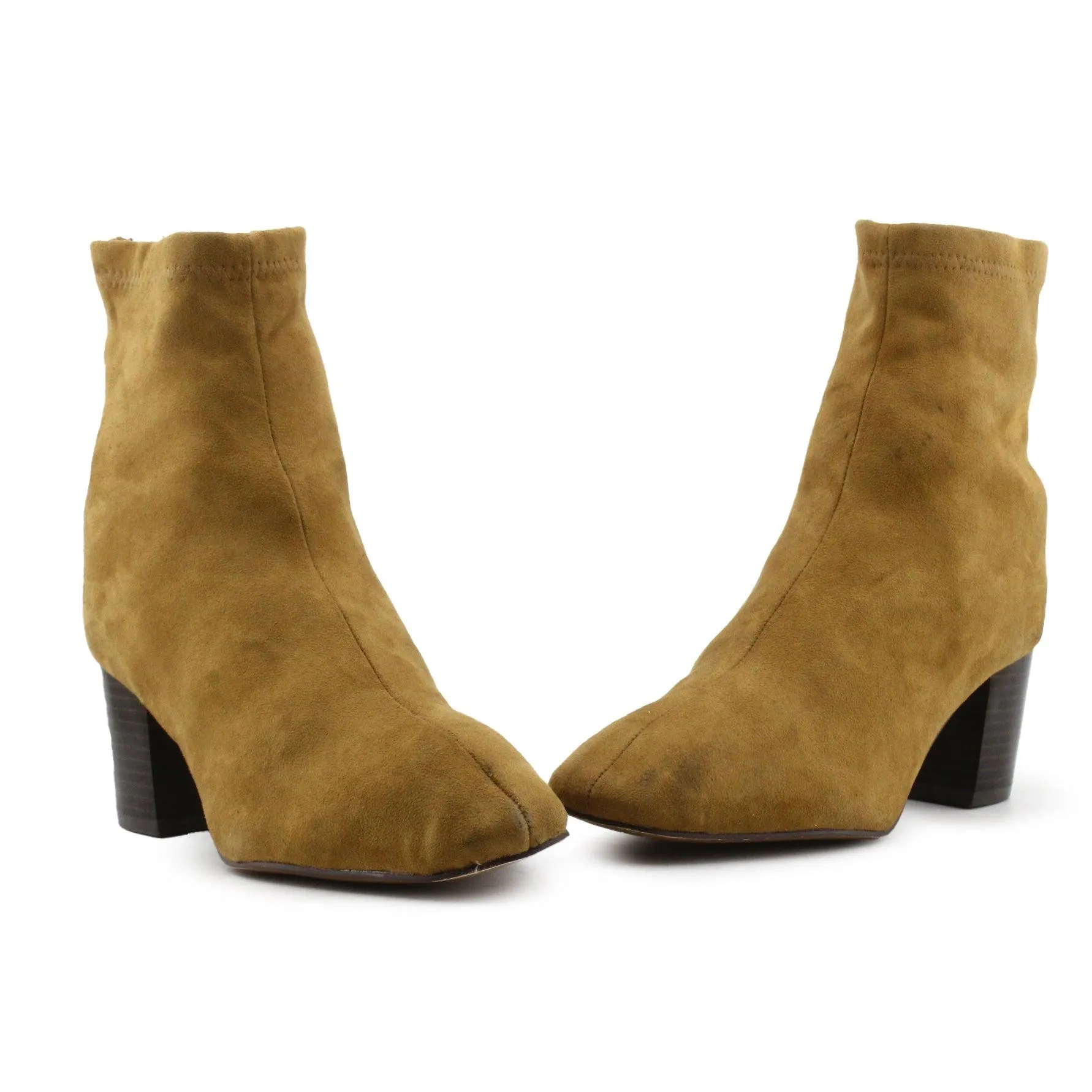 Lefties Zipper Block Heels Ankle Boots | Suede