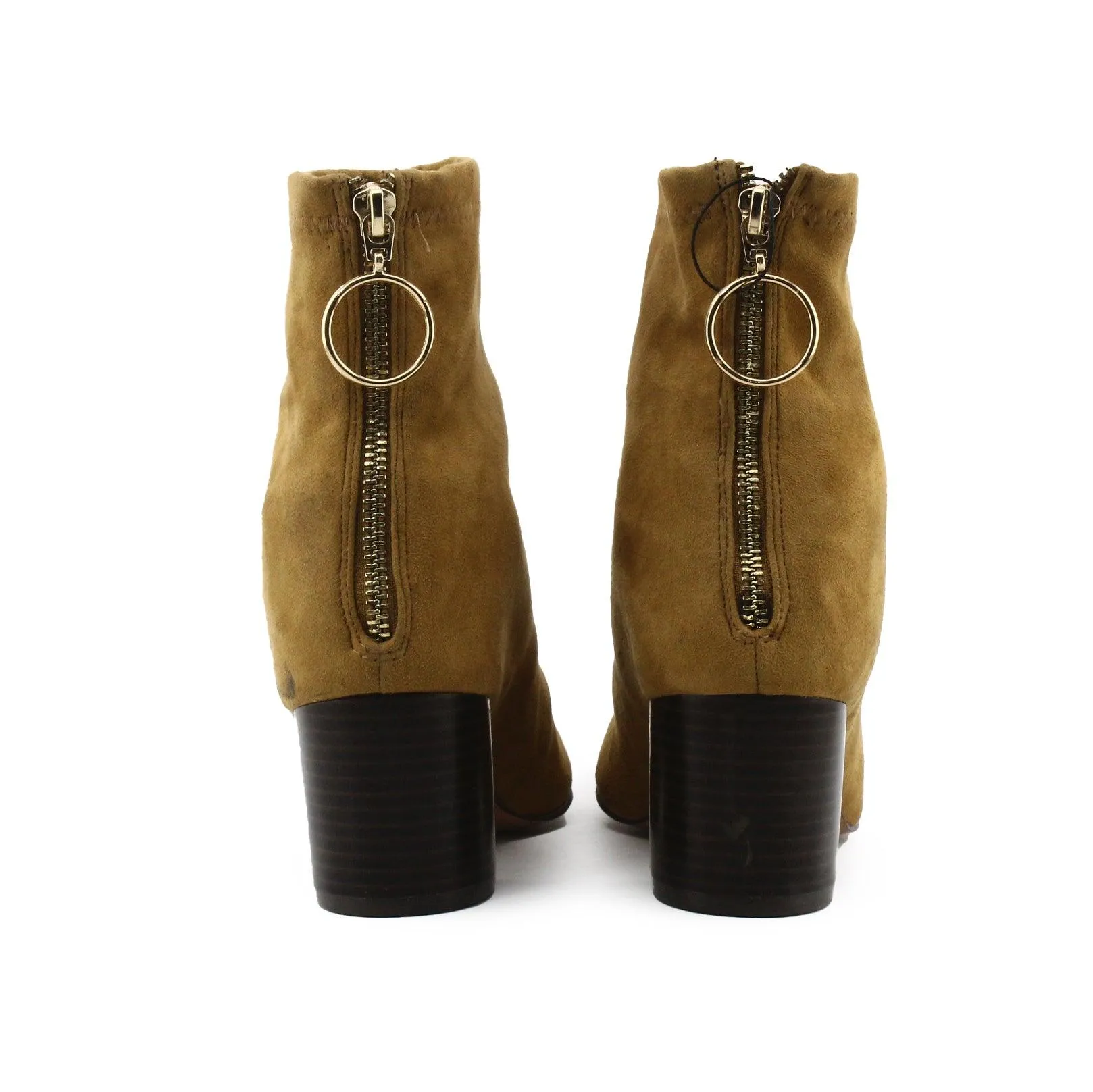 Lefties Zipper Block Heels Ankle Boots | Suede