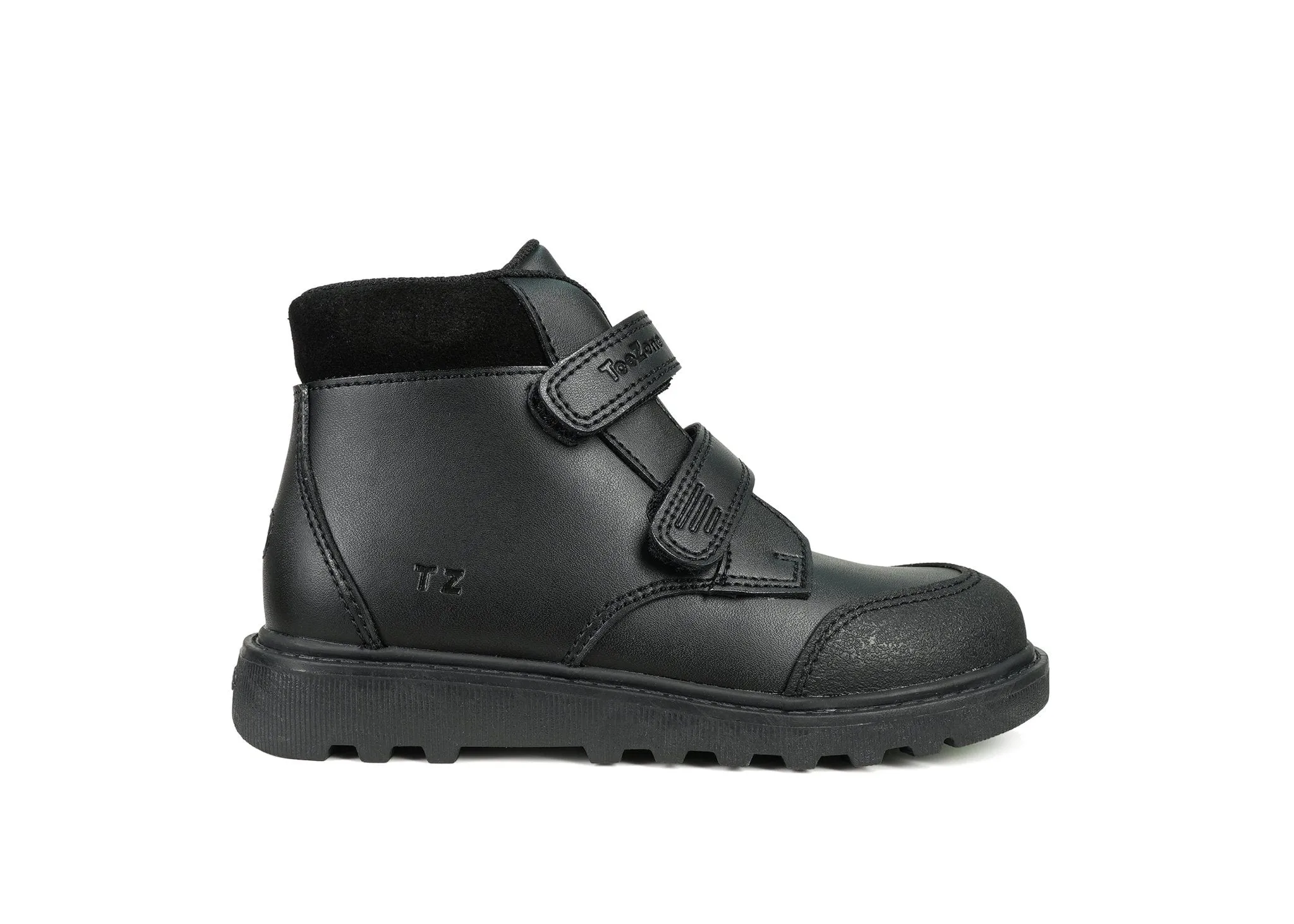 LEVI - Boys' Black Coated Leather Ankle Boots