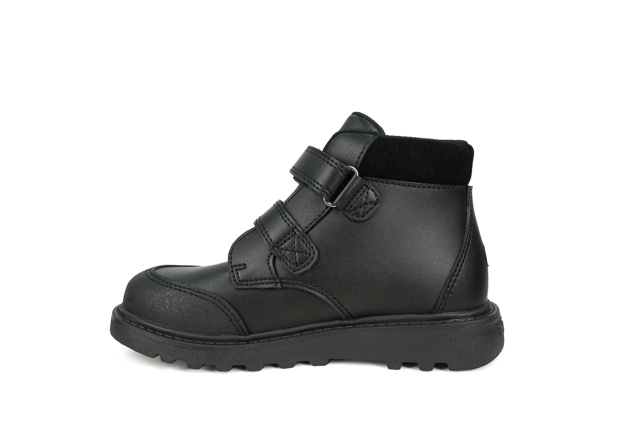 LEVI - Boys' Black Coated Leather Ankle Boots
