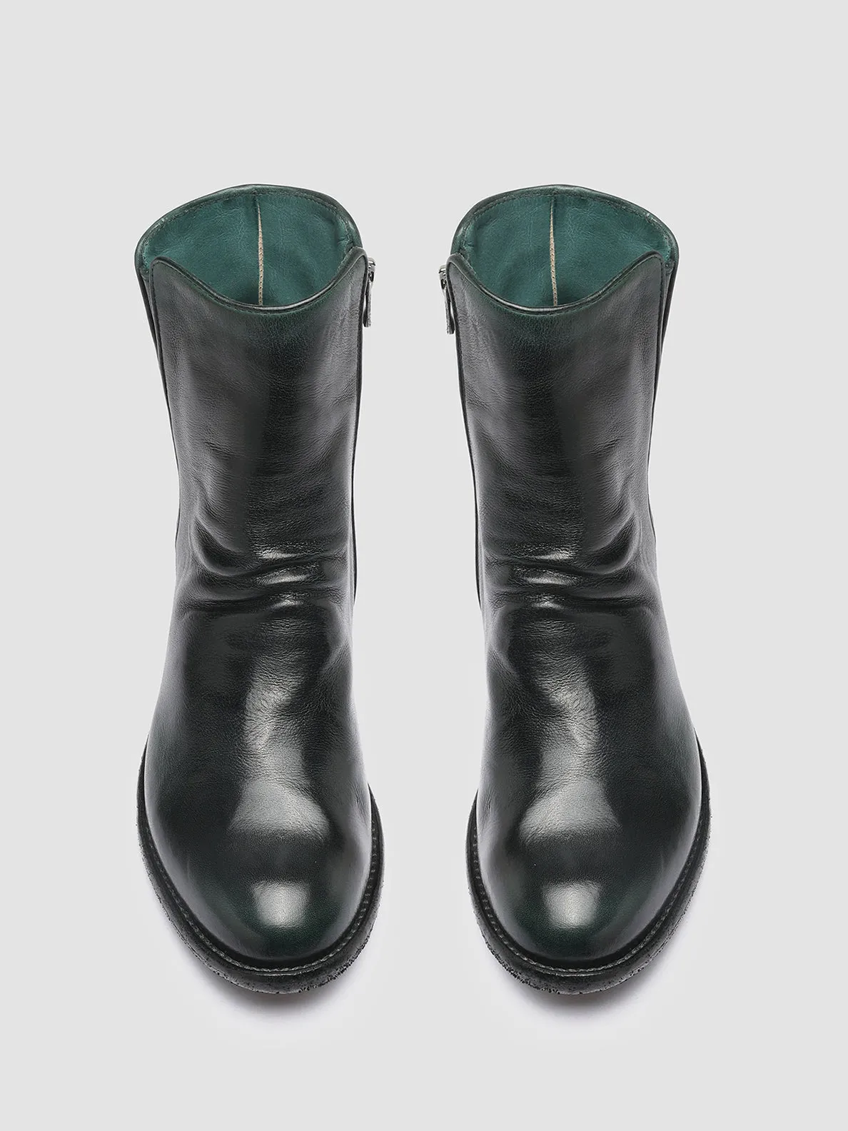 LISON 034 - Green Leather Ankle Boots