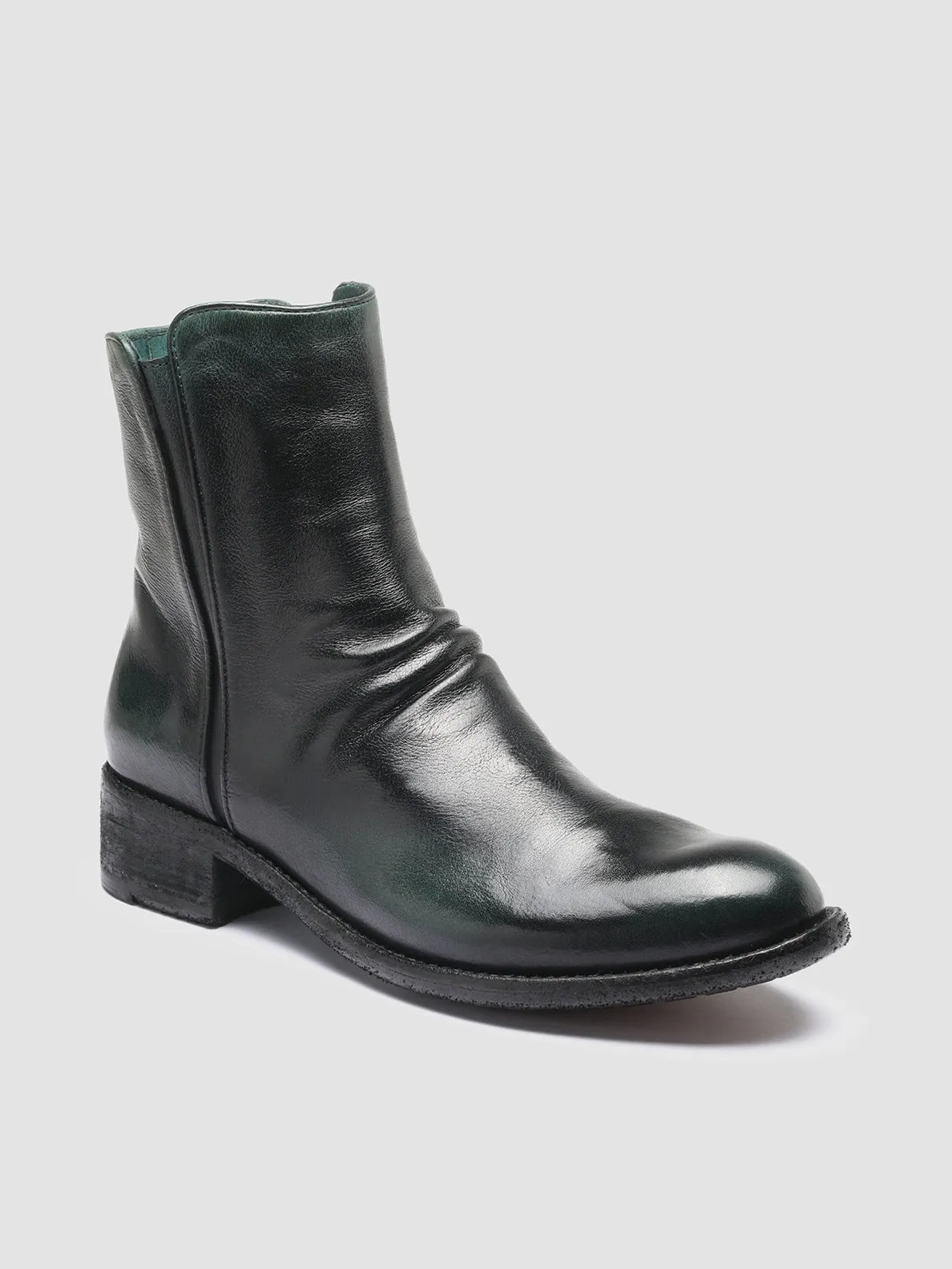 LISON 034 - Green Leather Ankle Boots