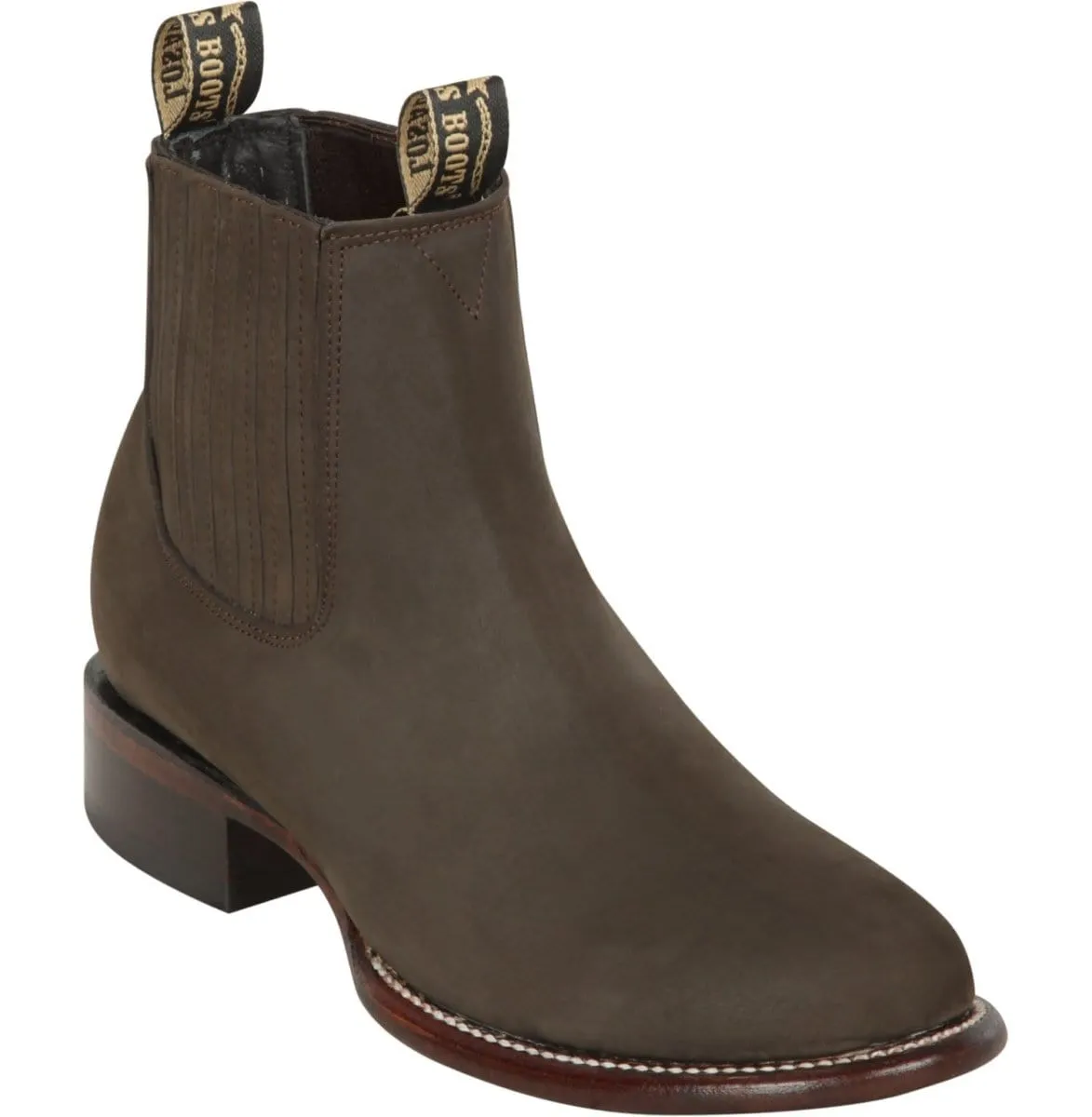 Los Altos Men's Round Toe Suede Leather Short Boots Black LAB-50B63