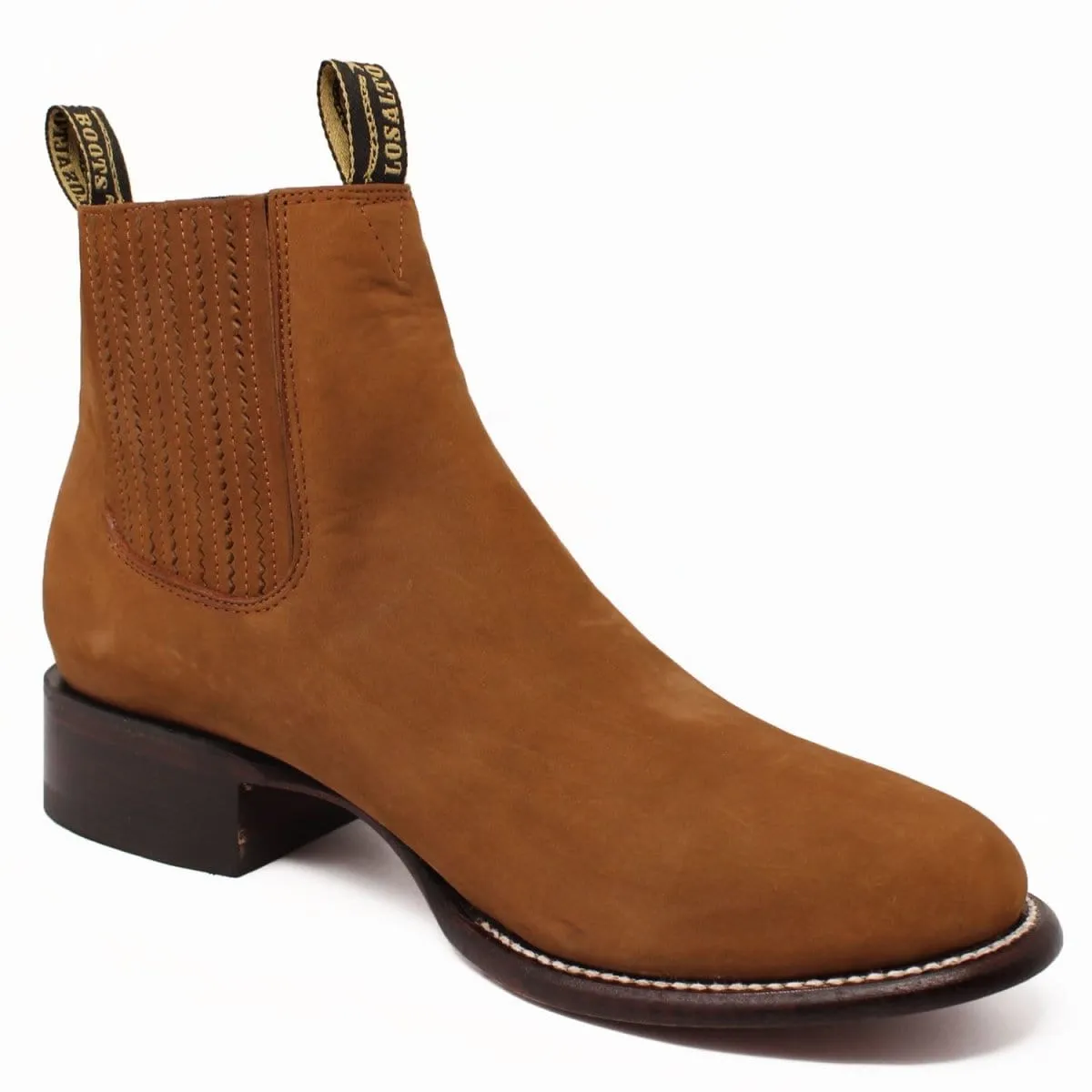 Los Altos Men's Round Toe Suede Leather Short Boots Black LAB-50B63