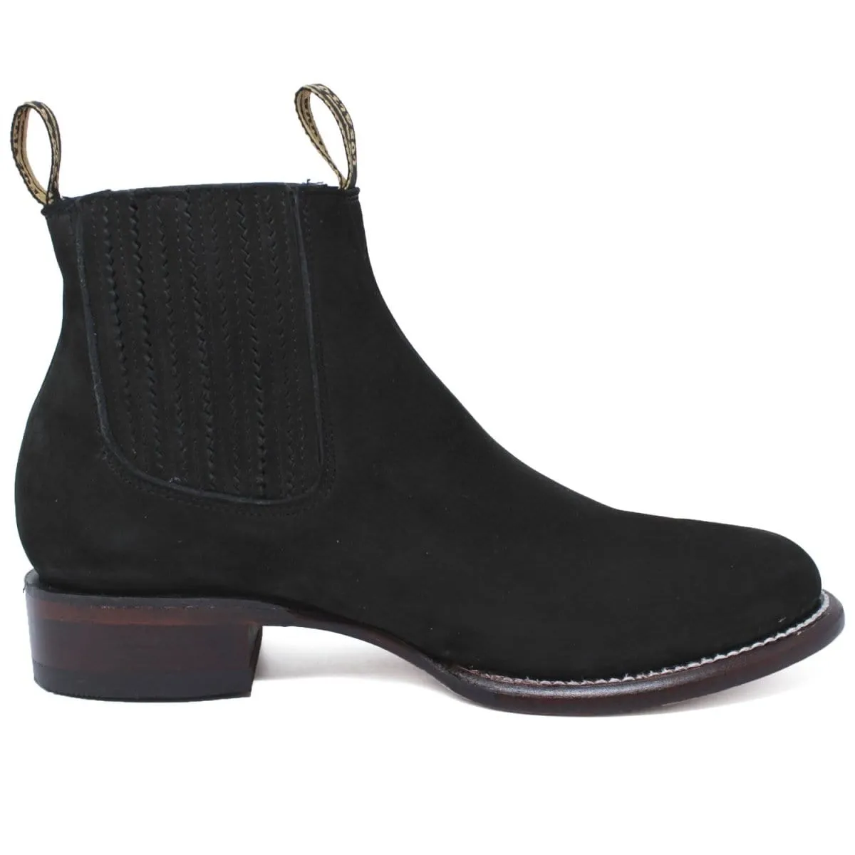 Los Altos Men's Round Toe Suede Leather Short Boots Black LAB-50B63